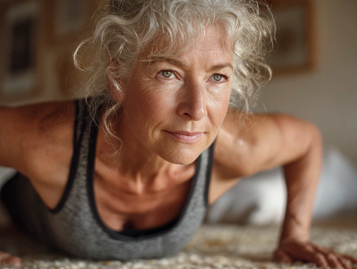 Активні люди старшого віку на ранковій зарядці